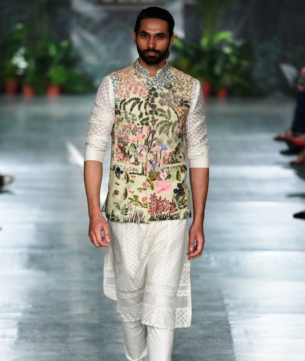 floral bandhgala jacket