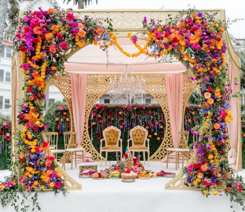 peach pastel mandap