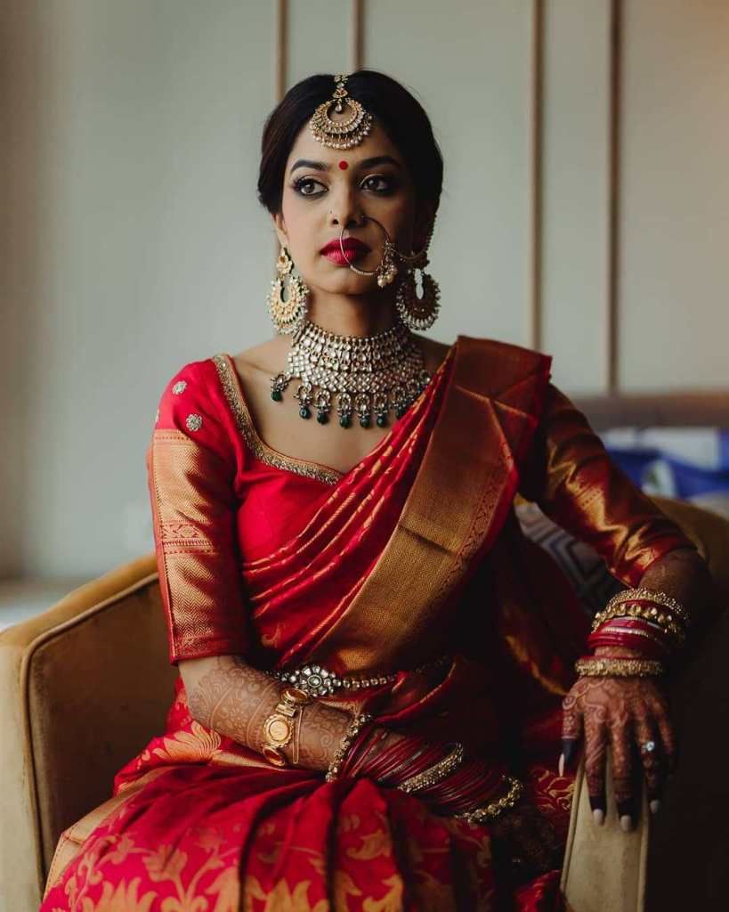 red magenta saree