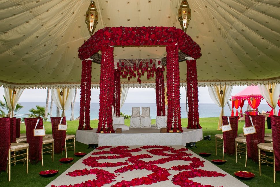 red wedding mandap