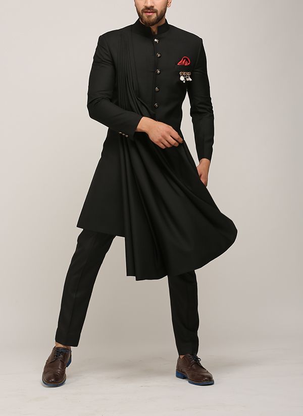 draped hem sherwani