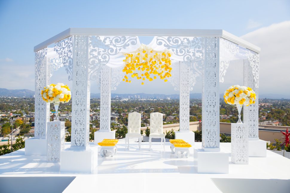 all white wedding mandap