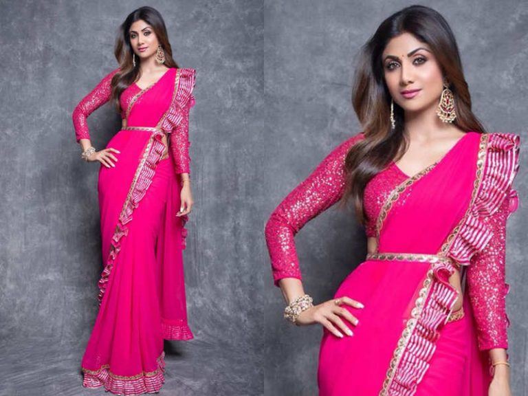 magenta pink saree