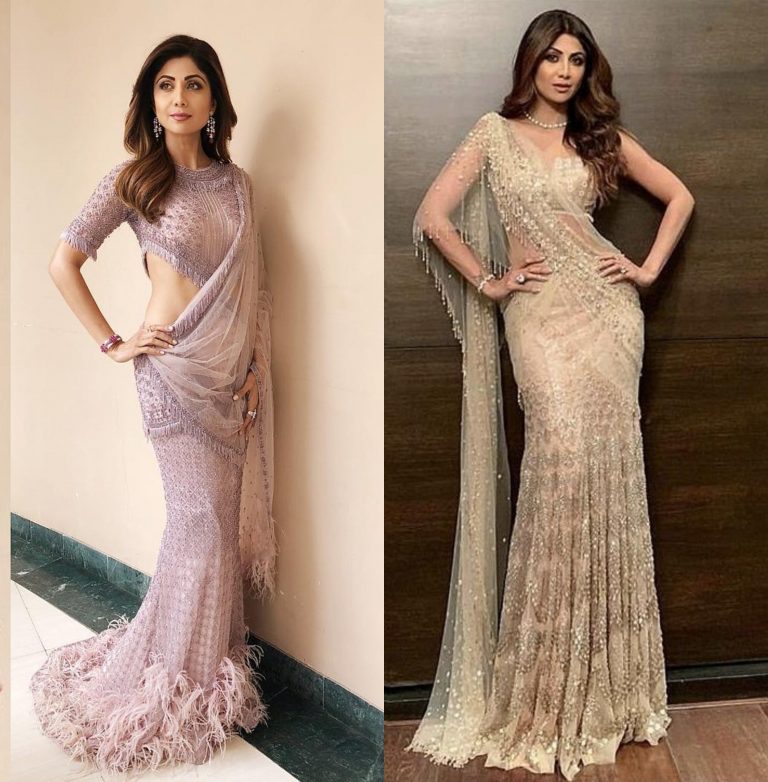 How To Recreate Shilpa Shetty Kundras Modern Saree Dress Look