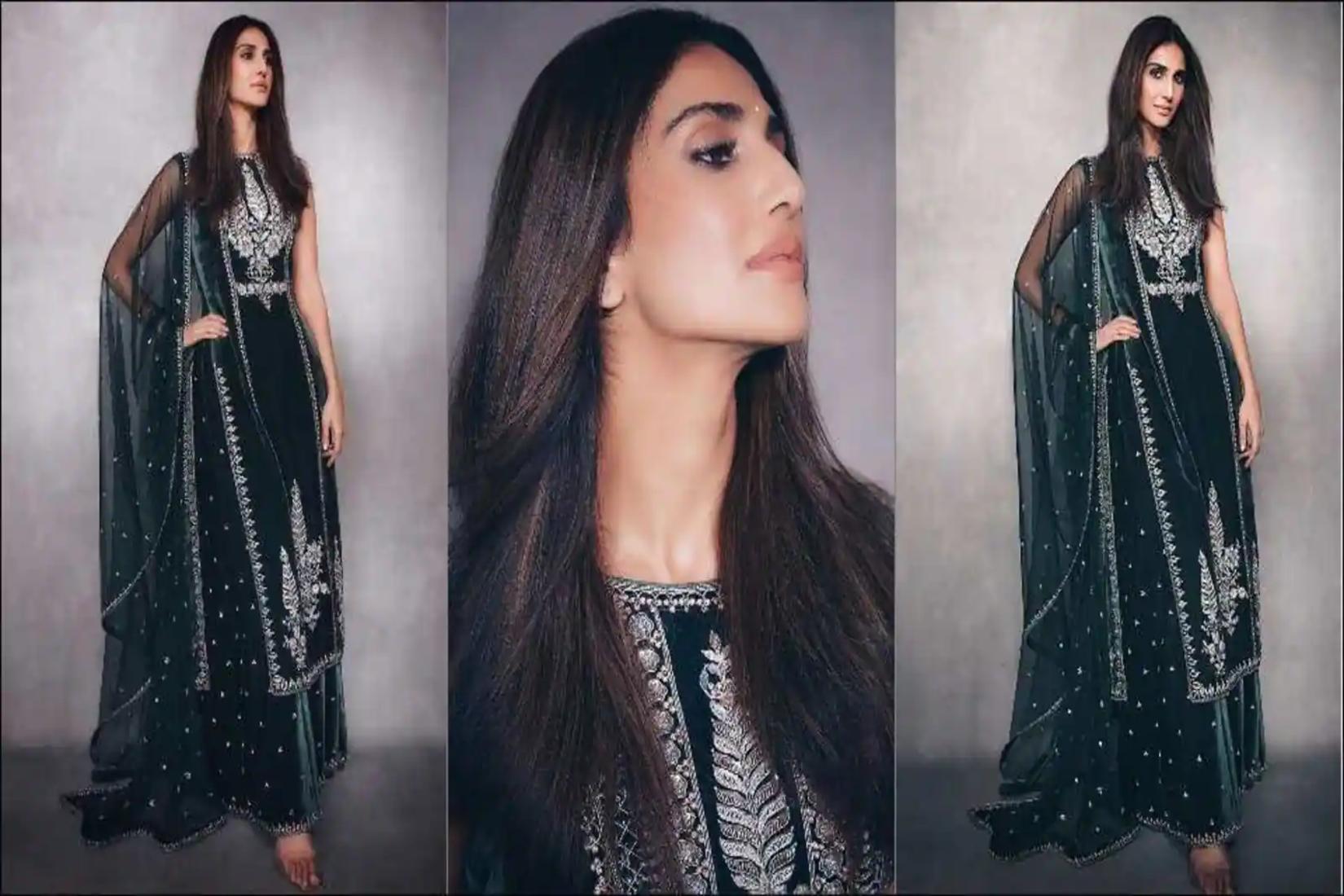 Vaani-Kapoor-Anita-Dongre-green-velvet-kurta-sharara-set