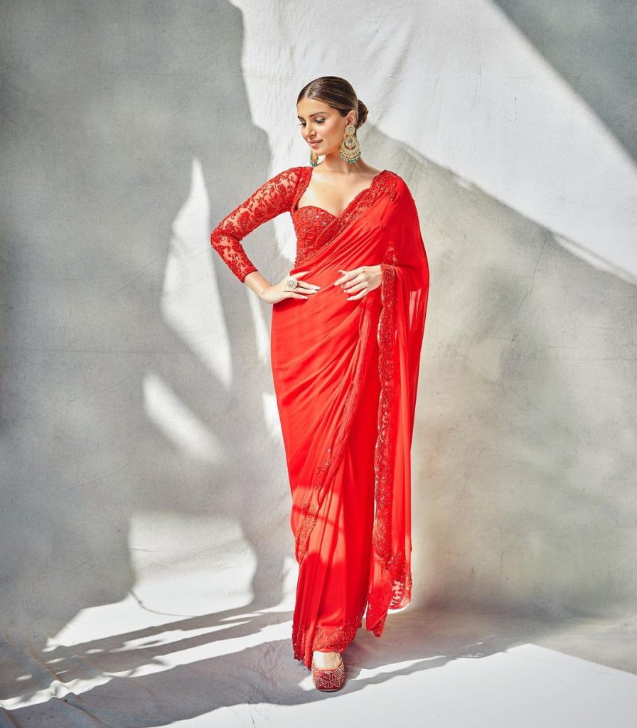 tara-sutaria-celebrities in designer saree