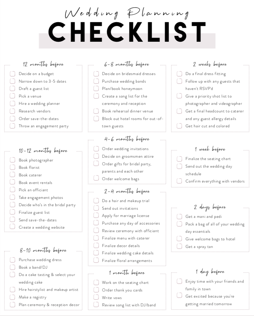 wedding checklist